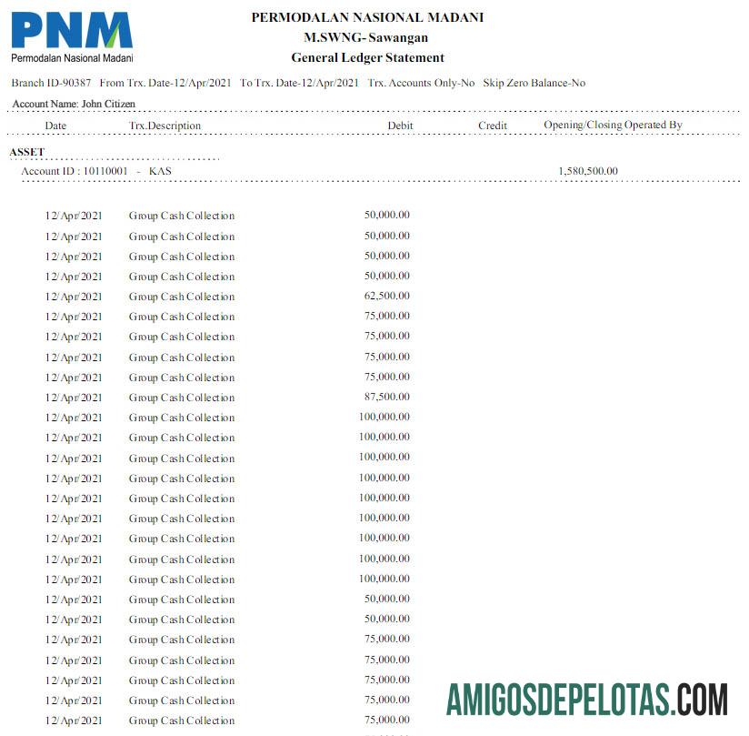 Extrato bancário Madani da Capital Nacional da Indonésia para impressão Word e PDF modelo Scr